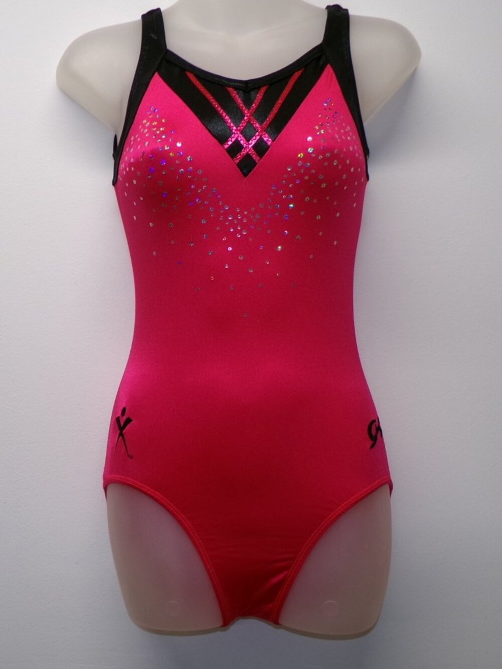 GK ELITE Gymnastics Leotard TEAM OHIO Pink Sparkle Sequin Women's Adult Small